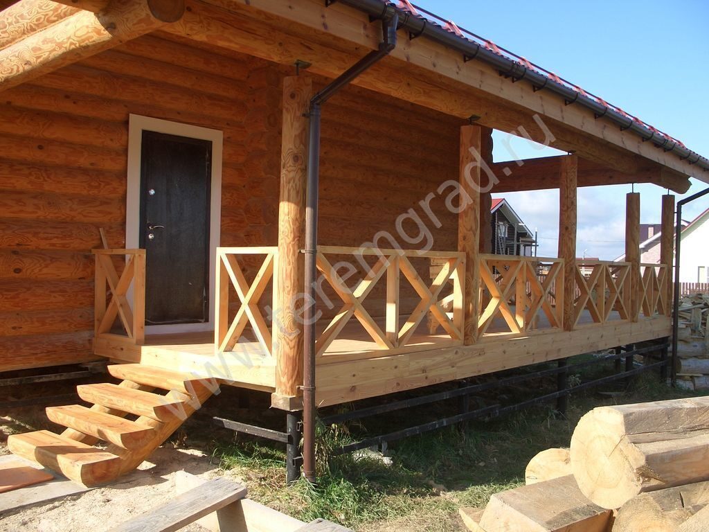 Крыльцо из бревен к дому своими руками Крыльцо из бревен к